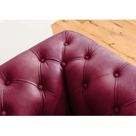Massivmoebel24 Sofa 4-Sitzer Echtleder 274x82x75 Rot Chesterfield #404
