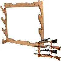 HUGDSB An der Wand montierter Gewehrständer, Wandgewehrständer aus Holz for Vier Waffen, for Schrotflinten und Gewehre, zur Präsentation und Reinigung von Luftgewehren, Holzfarbe