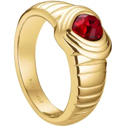 Rosefield JRRH Damenring Herz Goldfarben Roter Kristall, 52/16,6