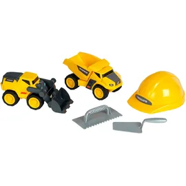 Theo Klein 2497 Volvo Power - Baustellen Profi Set I Mit Kipper und Radlader I Inkl. Maurerwerkzeug und Baustellen-Helm I Spielzeug für Kinder ab 3 Jahren