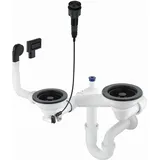 Deante Platzsparender Siphon Für 1.5-und 2-becken-granitspüle - Black / Chrome - One Size