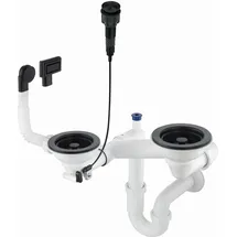 Deante Platzsparender Siphon Für 1.5-und 2-becken-granitspüle - Black / Chrome - One Size
