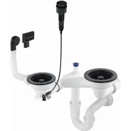 Deante Platzsparender Siphon Für 1.5-und 2-becken-granitspüle - Black / Chrome - One Size