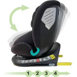 XOMAX G409 IOT Kindersitz drehbar 360°, ISOFIX I mitwachsend I 0-36 kg, 0-12 Jahre, Gruppe 0+/1/2/3, 5-Punkt-Gurt, 3-Punkt-Gurt I Bezug waschbar I ECE R129 I Black-Darkgrey