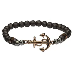 HAFENKLUNKER - ANKER ARMBAND HÄMATIT - grau - roségold