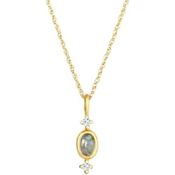 Elli PREMIUM Elli PREMIUM Halskette Gedrehter Anhänger Labradorit Topas 925 Silber Ketten   Damen 