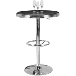 Bartisch Ø 60 cm American Diner Schwarz / Alu Design Bistrotisch Stehtisch rund