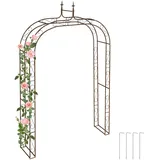 Relaxdays Rosenbogen Metall, HxBxT: 240 x 155 x 39 cm, Torbogen Garten, stabiler Rankbogen für Kletterpflanzen, braun