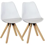 KADIMA DESIGN 2er Set Retro Esszimmerstuhl LIMA weiß Polsterstuhl Skandinavisch Rückenlehne, Küchenstuhl Kunstleder