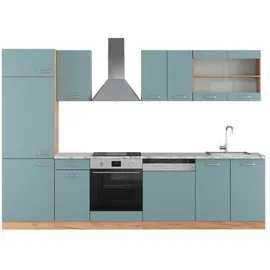 Vicco Küchenzeile R-Line 300 cm Blau-Grau/Goldkraft Eiche