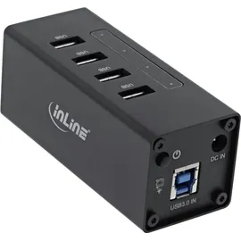 InLine USB 3.0 Hub 4 Port, Aluminiumgehäuse, schwarz, mit 2,5A Netzteil