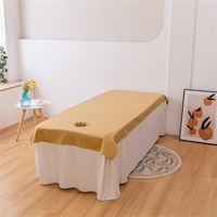 Highdi Massage Bettlaken mit Loch, Waschbare Massage Tischdecke Atmungsaktiv Bezug für Massageliege Weiches Beauty Betttisch-Bezug (120x220cm,Kamel)