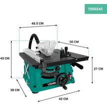 VONROC Tischkreissäge 1500W 230 V inkl. Gehrungsführung und 40T Sägeblatt