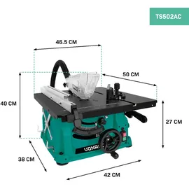 VONROC Tischkreissäge 1500W 230 V inkl. Gehrungsführung und 40T Sägeblatt