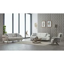 xl moebel gmbh Couchgarnitur Polstersofa Dreisitzer Sessel Grau Couch Stoffsofa 3tlg