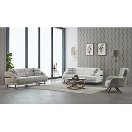 xl moebel gmbh Couchgarnitur Polstersofa Dreisitzer Sessel Grau Couch Stoffsofa 3tlg