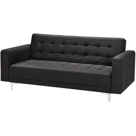 Beliani Schlafsofa 3-Sitzer Aberdeen Samtstoff Schwarz
