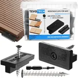 100 Stück WPC Dielen Clips, 6 mm Befestigungsclips aus Kunststoff für WPC Terrassendielen, verdeckte T-Clip-Befestigung + Edelstahlschrauben + Bit, Set für terrasenboden