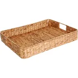 VIVANNO Tablett Serviertablett Tischkorb Korb Wasserhyazinthe Natur groß Tim - 6 x 40 x 30 cm