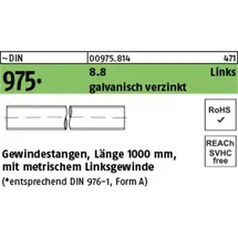 Industrial Quality Supplies ~DIN 975 8.8 Links galvanisch verzinkt Gewindestangen, Länge 1000 mm mit metrischem Linksgewinde - Abmessung: M 6 -LH VE=S (1 Stück)
