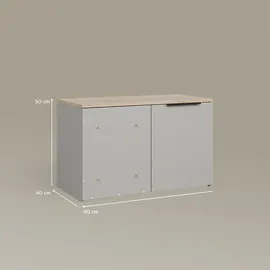 livinity® Eckkommode 80 x 50 x 40 cm Greige / Grau