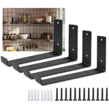 4 Stück Regalträger Schwarze Regalwinkel Metall, Küchenschränke Schwerlastwinkel, Schwimmende Regalhalterung, Industriestil Rustikale Dekoration 15cm/20cm/30cm