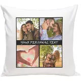Ferocity Personalisiertes FOTOGESCHENK mit 3 Fotos mit Collage (40 x 40 cm) Foto-Kissen mit Deinem Foto & Text Bedrucken Zum Jahrestag, Geburtstag, Valentinstag (mit Füllung) Schwarzer Rahmen [091]