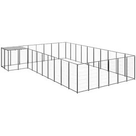 vidaXL Hundezwinger 19,36 m2 Stahl Schwarz