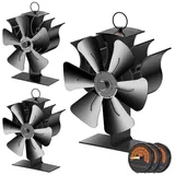 BlingBin Kaminventilator Ofenventilator Ohne Strom mit 5/6 Flügel Leiser Betrieb für Holzofen, Kamin Ventilator für Holzofen Pelletofen Kamin Ventilator