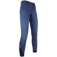 HKM Erwachsene Reithose-Summer Denim Easy-3/4 Silkonbesatz6100 Hose, Jeansblau, 128