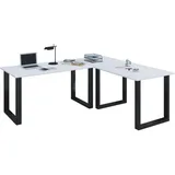 VCM Eckschreibtisch Lona 50 U weiß/schwarz