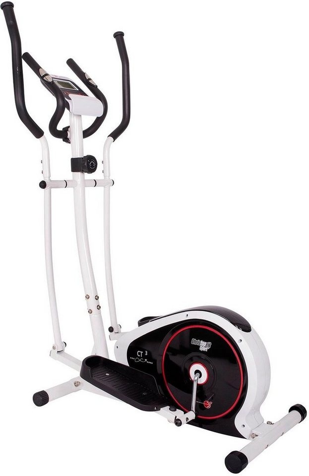 Christopeit Sport® Crosstrainer CT 3, Computer mit Tablet- und Smartphonehalterung rot|schwarz|weiß