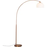 QAZQA Moderne Bogenlampe Kupfer mit weißem Schirm - Arc Basic