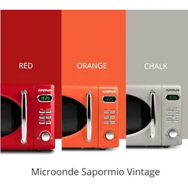 G3 Ferrari G10155 Sapormio Vintage, Digitaler Retro-Mikrowellenofen, 1150W, 8 Programme, 4 Garfunktionen, inkl. Zubehör, 60-Minuten-Timer, Kreideweiß