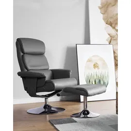 Beliani Massagesessel Kunstleder 76 x 100 x 76 cm Grau mit Fußhocker