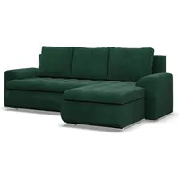 Rechts Ecksofa mit Schlaffunktion, Cord - Dunkelgrün - Grün