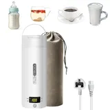 Reise Elektrisch Wasserkocher, 500ML/300W Wassertasse mit Temperatureinstellung,304 Stainless Steel Liner, Kleiner Tragbarer Elektrischer Wasserkocher mit Automatischer Abschaltung