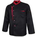 chiwanji Kochjacke Langarm Bäckerjacke mit Druckknöpfe Kochbekleidung Gastronomie Chef Coat Jacket, Schwarz, XL - XL