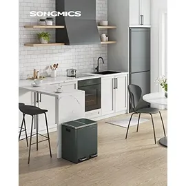 Songmics Mülleimer Abfalleimer, 30L, ergonomisch, Stahl - Blau