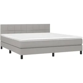 vidaXL Boxspringbett mit Matratze & LED Hellgrau 160x200 cm Stoff