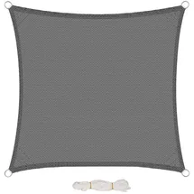 EUGAD Sonnensegel Quadrat 4x4m, Sonnenschutz 200g/m2 Garten Balkon Terrasse, HDPE Atmungsaktiv Grau, 0188ZYF