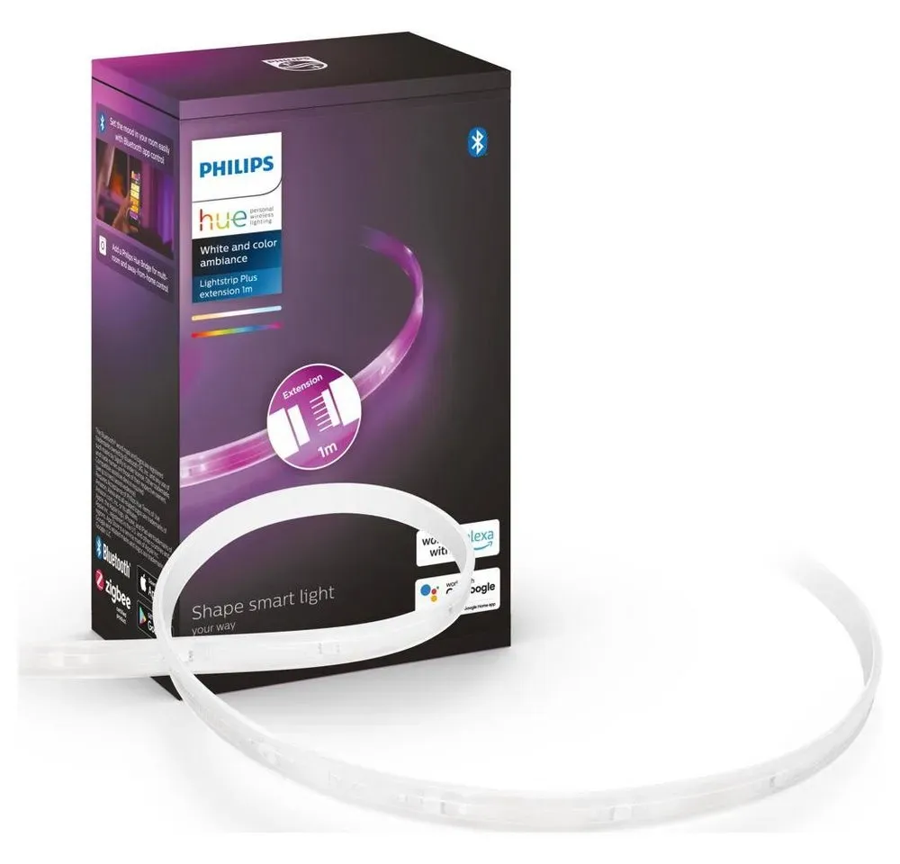 Philips Hue LED Stripe Bluetooth Lightstrip Plus 1m Erweiterung White & Color Ambiance, 1-flammig, LED Streifen weiß