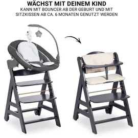 hauck Beta Plus Dark Grey 5-tlg. Newborn Set Deluxe (Treppenhochstuhl)