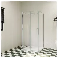 duschspa Komplettdusche 6mm U-Duschkabine Nano Glas ESG Duschtür Falttür Scharniertür, BxT: 70x80 cm, Einscheibensicherheitsglas, Sicherheitsglas, Set, ebenerdiger Einbau möglich 70 cm x 80 cm