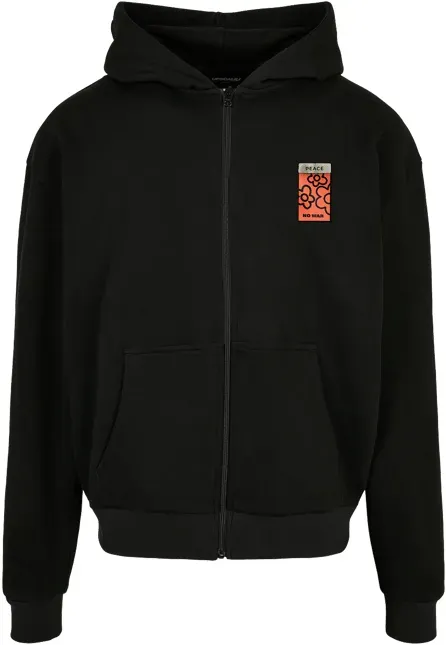 Mister Tee Peace Oversize Fullzip Hoody Schwarz 2XL