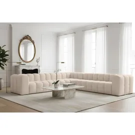 Fun Möbel Eckcouch Stoff 2-Sitzer Beige
