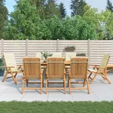 vidaXL Gartenstühle mit Auflagen 8 Stk. Massivholz Teak