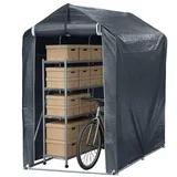Peviasot Fahrradgarage 187x165x100 cm, wetterfestes Lagerzelt aus 160g PE Plane, Geräteschuppen mit verzinktem Stahlrahmen, UV-Schutz und Reißverschlusstür, für 2 Fahrräder Motorrad Garten, Grau