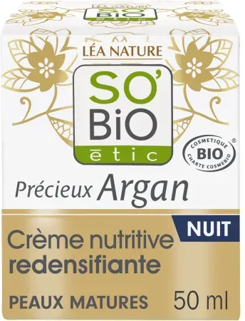 So'Bio Étic Wertvolle Argan Night Replenishing Nourishing Cream Reife Haut 50ml