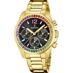 Festina Quarz Damen Boyfriend F20609/3 - schwarz,gold - 38.1mm